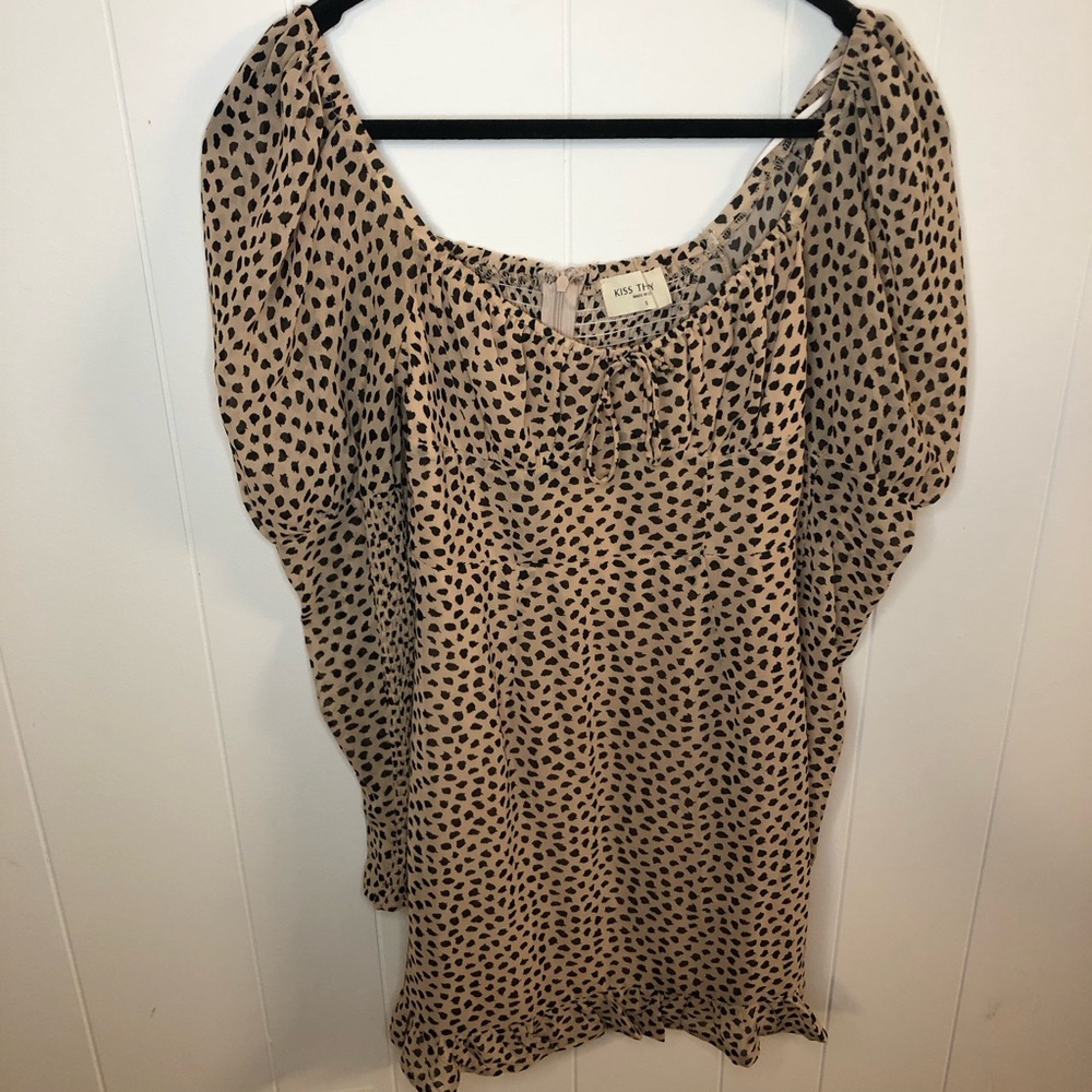 Kiss The Sky Leopard Print Bardot Mini Dress Small